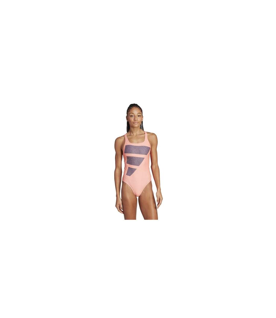 Maillot De Bain 1 Pièce Motif/style Logo Rectangulaire Femme Corail Bleu Marine Blanc Adidas-1