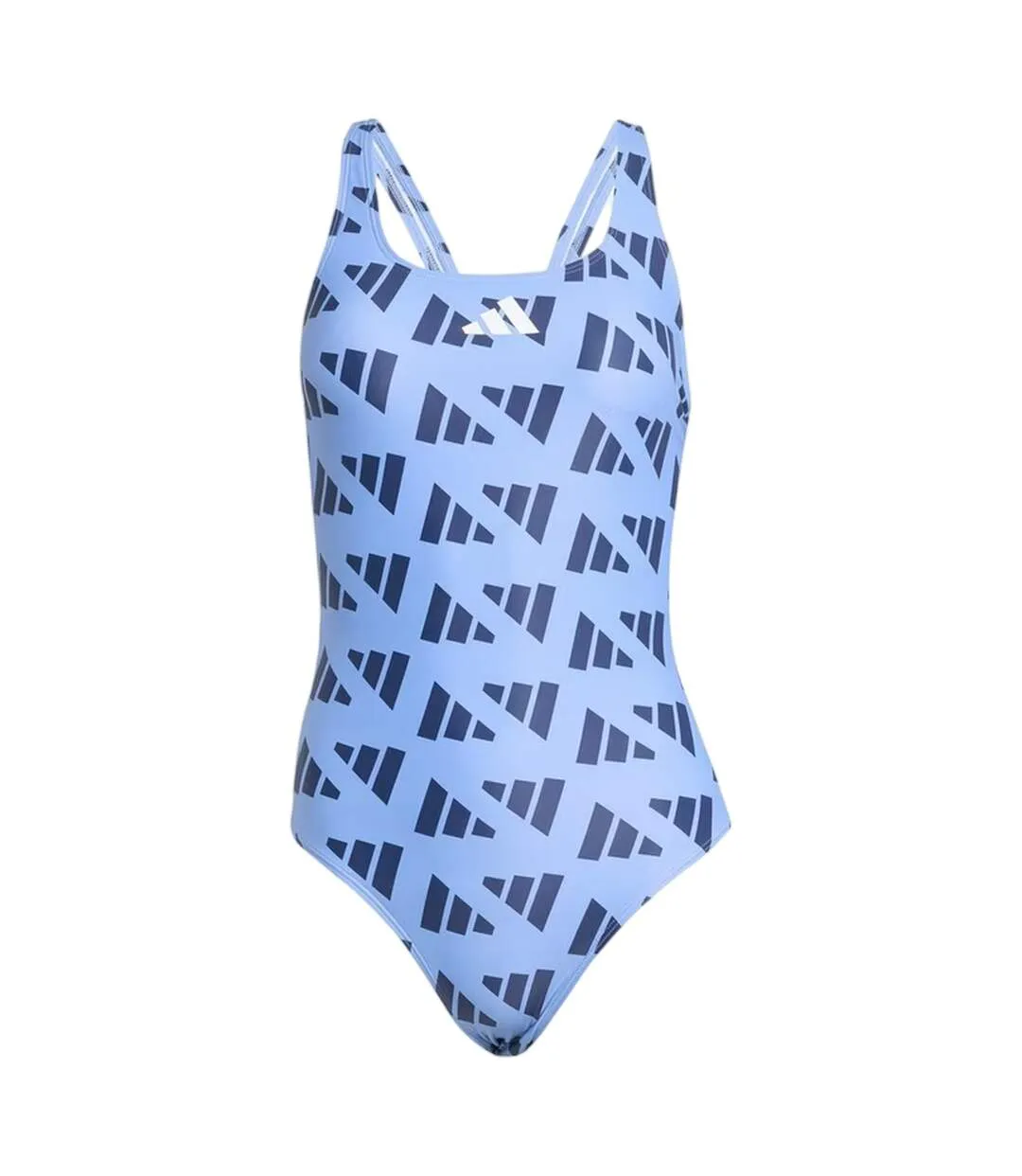 Womens/ladies All Over Logo One Piece Swimsuit Blue Adidas-2