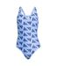 Womens/ladies All Over Logo One Piece Swimsuit Blue Adidas-2