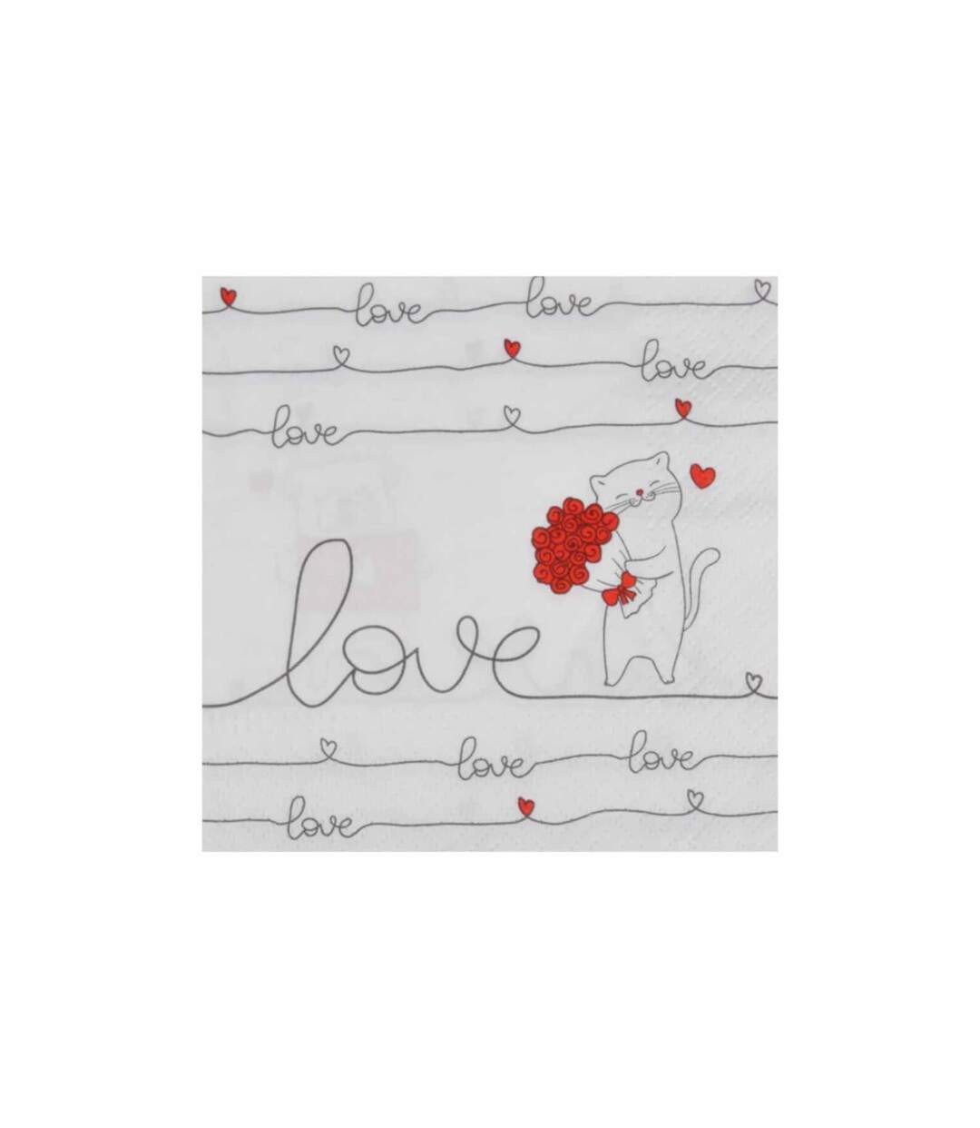 Lot de 20 Serviettes en Papier We Love 25x25cm Blanc-1