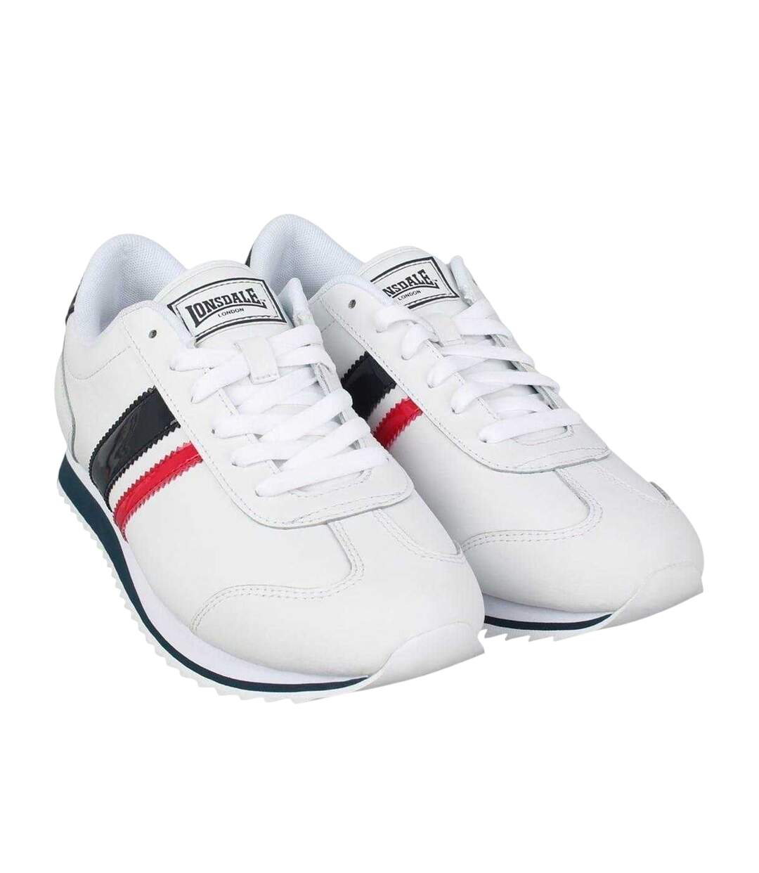Baskets Motif/style À Rayures Russell Classic Homme Blanc Bleu Marine Rouge Lonsdale-4