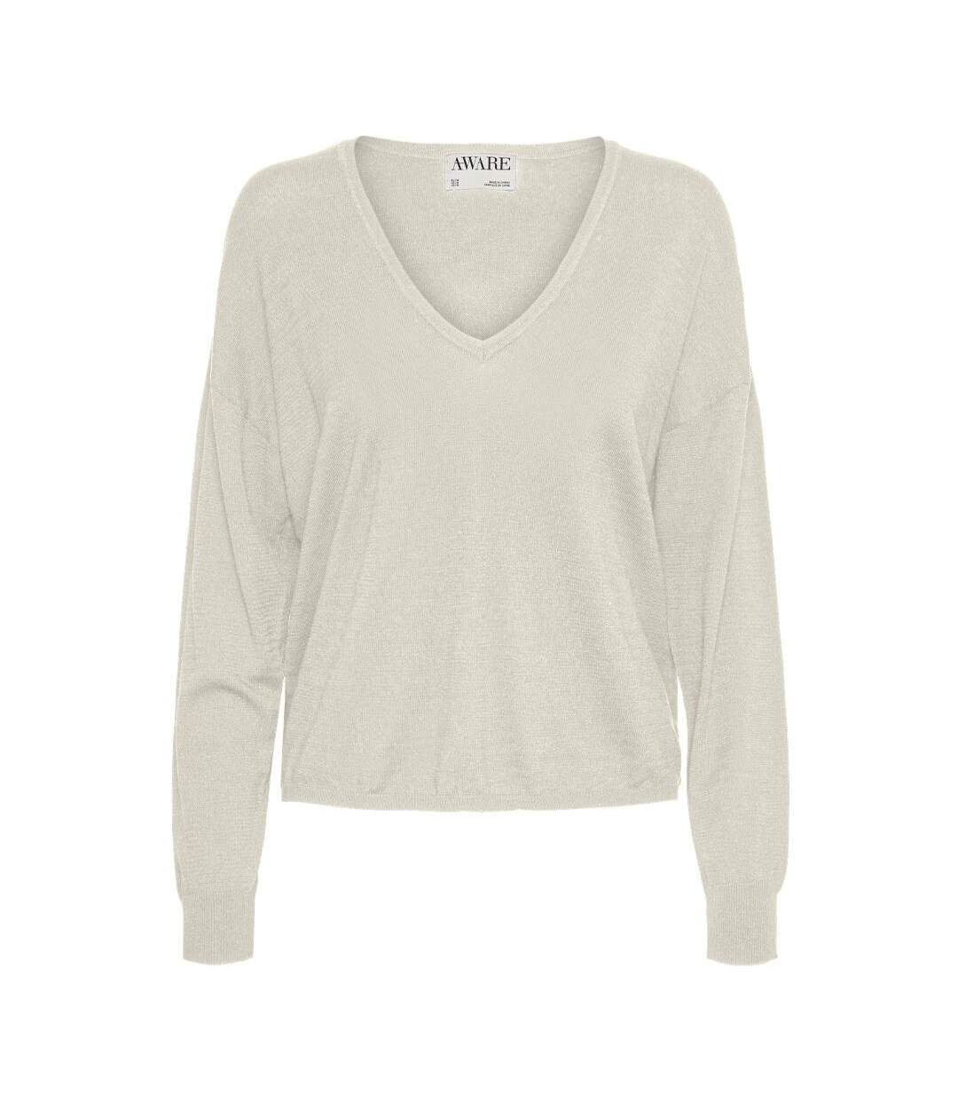 Pull ecru femme vero moda oaklynn - l-1
