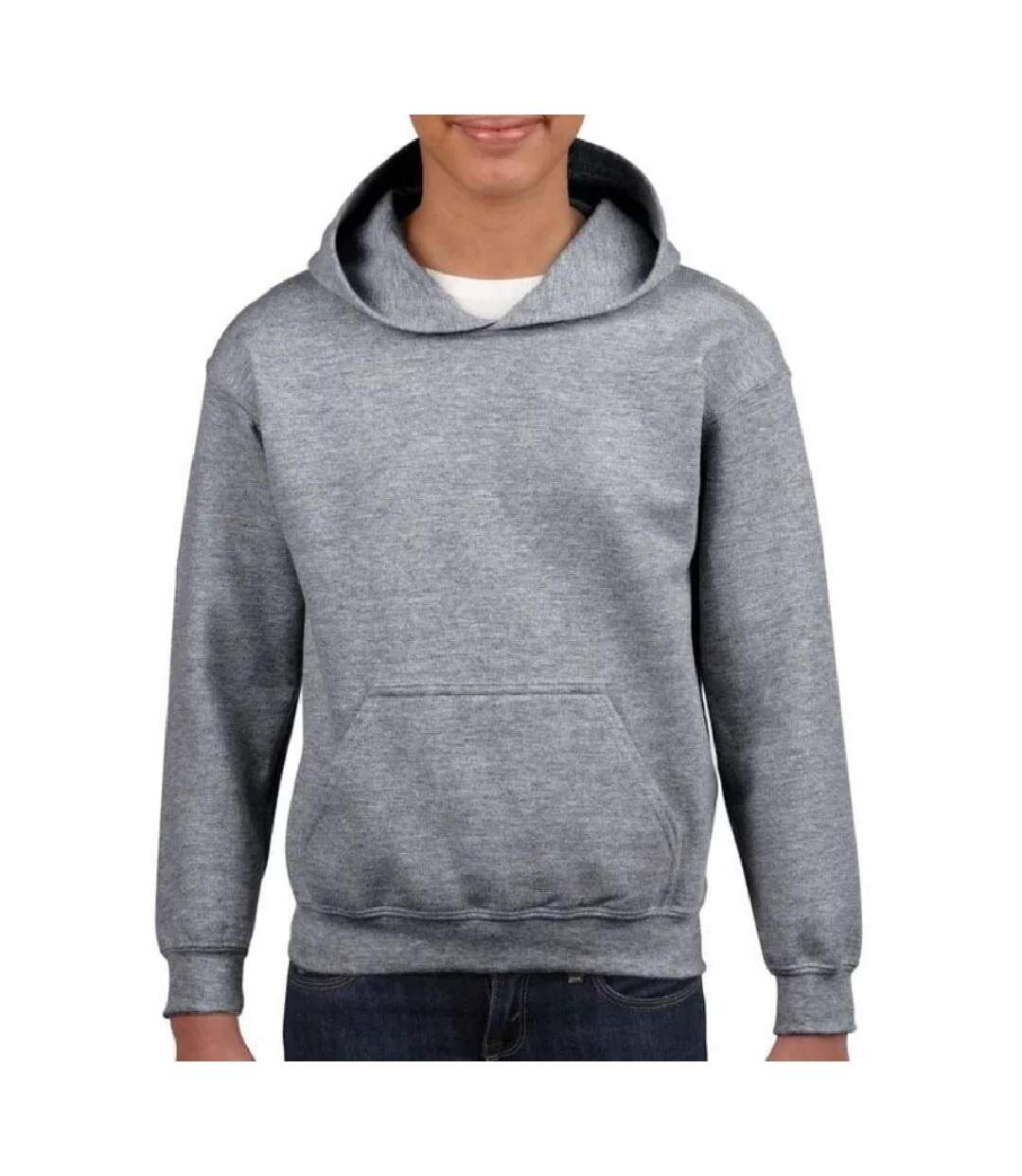 Sweat à capuche unisexe gris foncé chiné Gildan-2