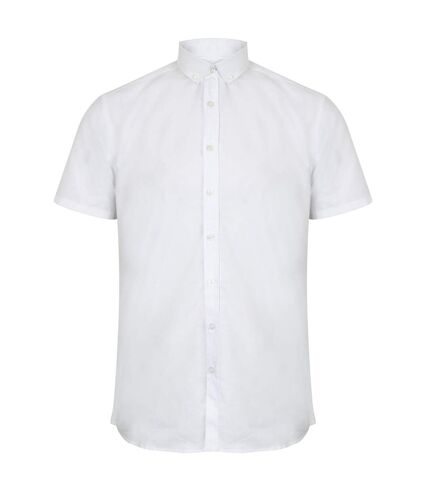 Henbury Mens Modern Short Sleeve Oxford Shirt (White)