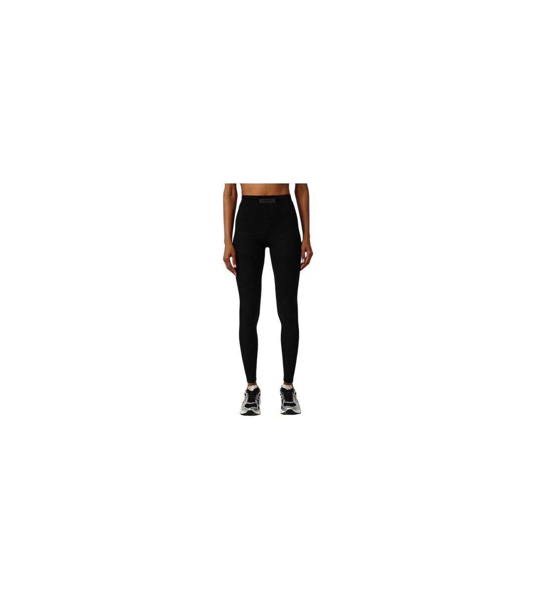 Womens/ladies Ribbed Leggings Black Essentials-1