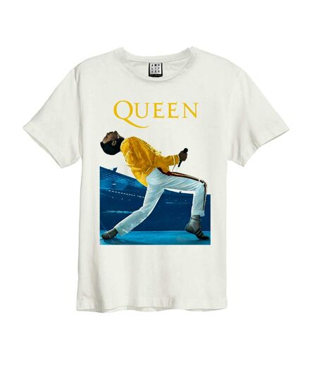Amplified Unisex Adult Freddie Mercury Triangle Queen T-Shirt (Vintage White) - UTGD119