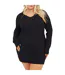 Womens/ladies V Neck Long-sleeved Mini Dress Black Brave Soul-1