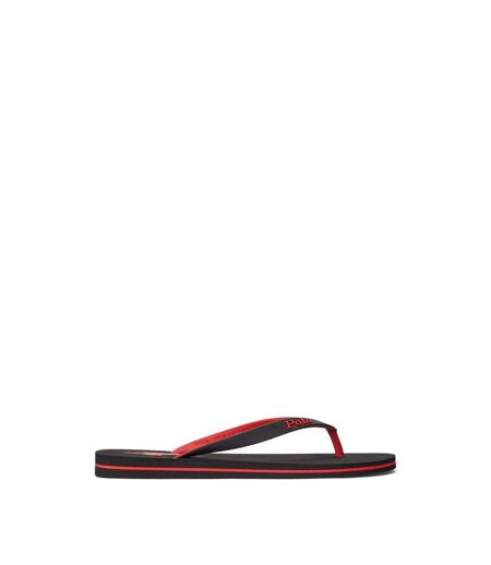 Mens Beach &amp Pool Flip Flops Black Red Ralph Lauren
