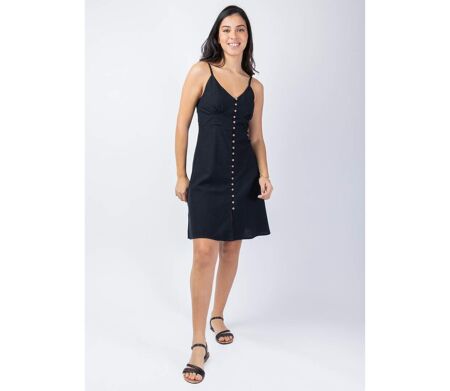 Robe courte féminine MAXINE unie noire Coton Du Monde