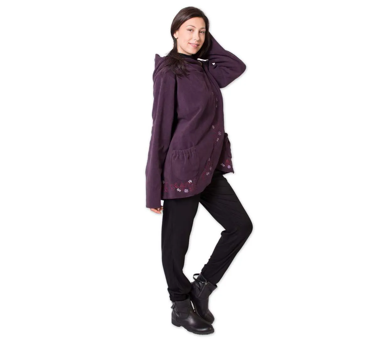 Veste polaire brodée COLUMBIA violette Coton Du Monde-3