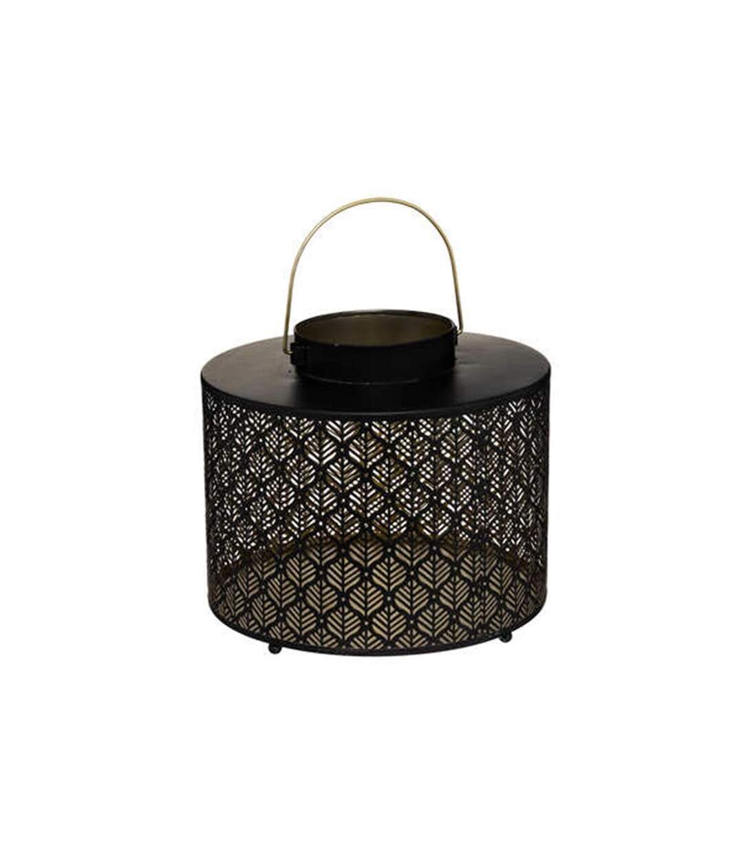 Lanterne en Métal Ajouré Palm 25cm Noir-1
