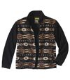 Men's Black Full Zip Fleece Jacket - Navajo-Inspired Atlas For Men