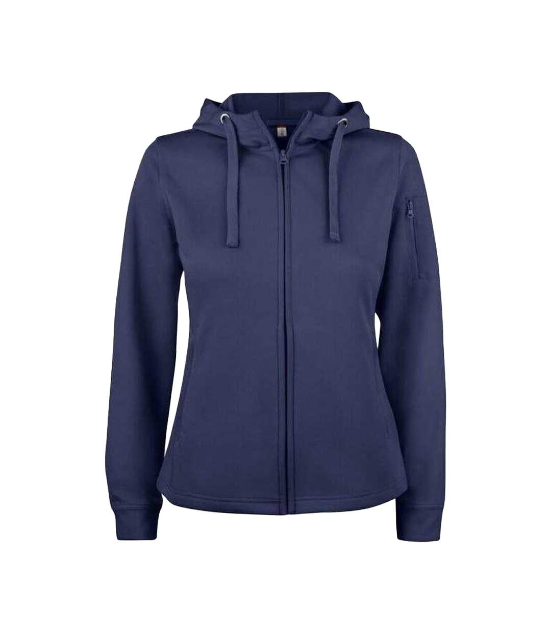 Womens/ladies Basic Full Zip Hoodie Dark Navy Clique-1