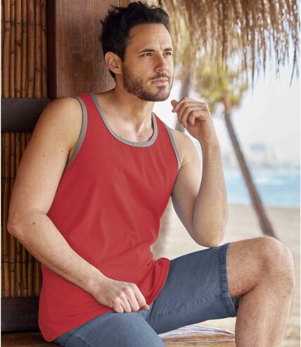 Pack of 3 Classic Men's Tank Tops - Red Blue White