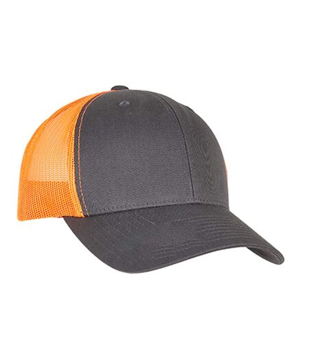 Casquette Trucker Motif/style Rétro Charbon Orange Néon Flexfit