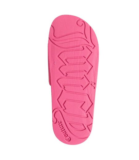 Womens/ladies embossed sliders pink glow Juicy Couture