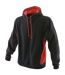 Finden & Hales Mens Pull Over Hooded Sweatshirt / Hoodie (Black/Red)