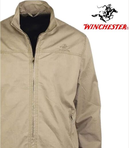 WINCHESTER BRANDON1 — Blouson zippé beige : confort naturel du pur coton et col montant