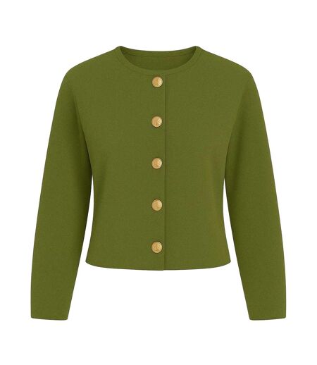 Womens/ladies Ribbed Button Slim Cardigan Khaki Green I Saw It First