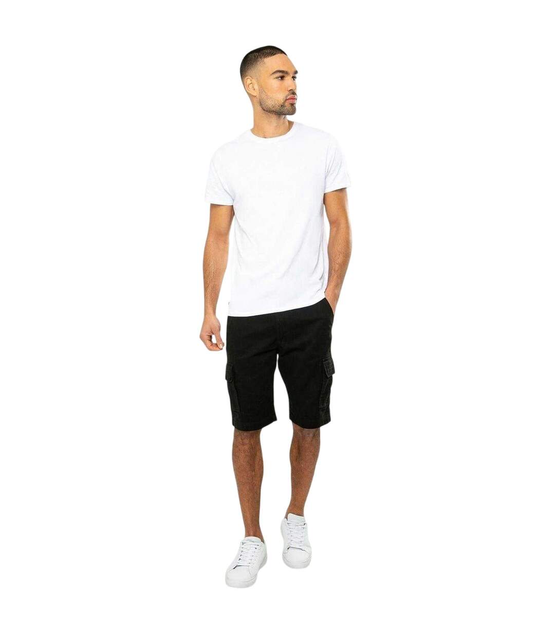 Mens Bute Regular Cargo Shorts Black Threadbare-1