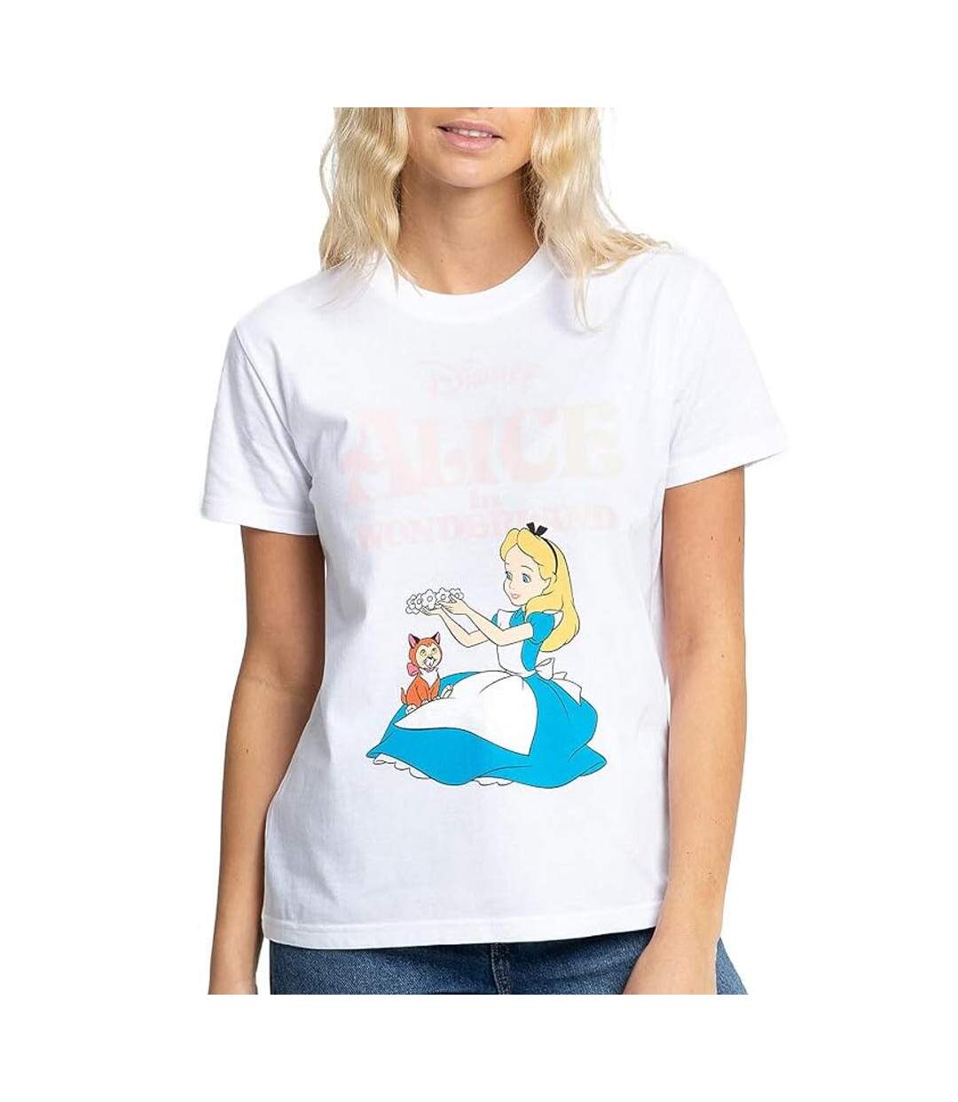 T-Shirt blanc femme disney alice spring classic-1