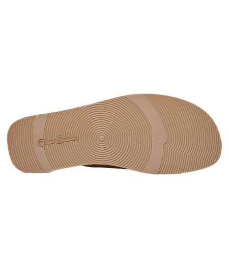 Mens Chesil Leather Cross Strap Flat Flip Flops Tan Oliver Sweeney