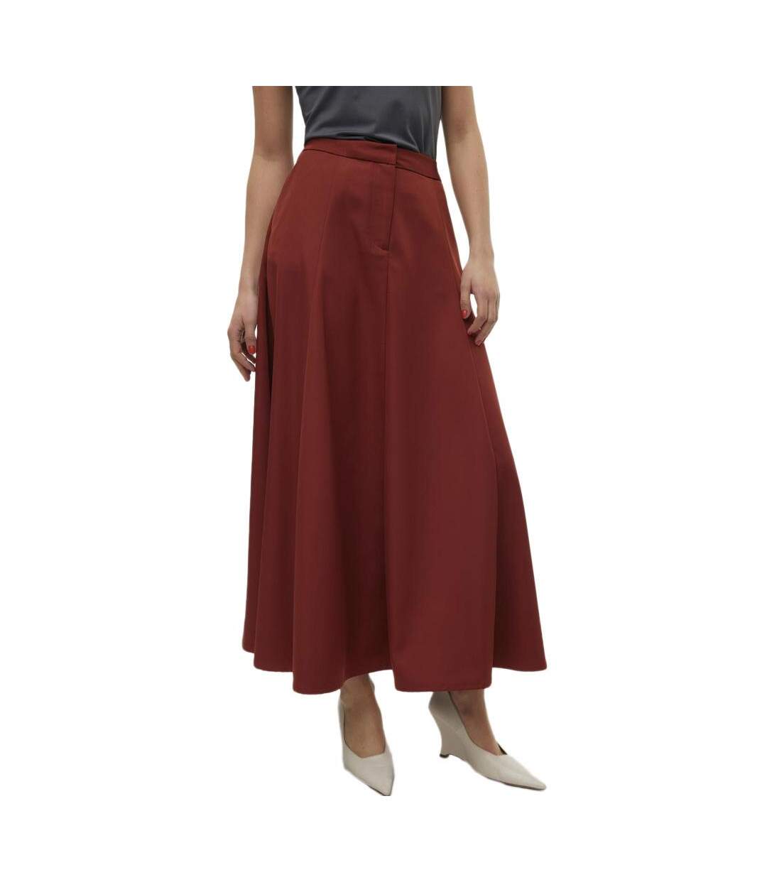 Jupe longue terracotta femme vero moda tara ancle - 36-1