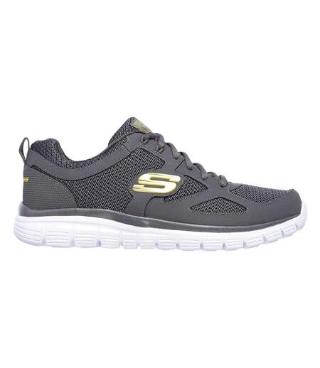 Mens Burns Agoura Trubuck Leather Trainers Charcoal Skechers