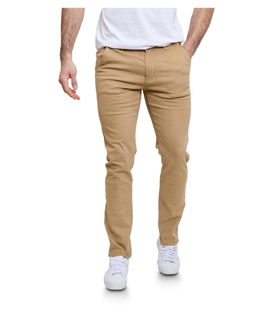 Pantalon homme chino slim de couleur marron-1