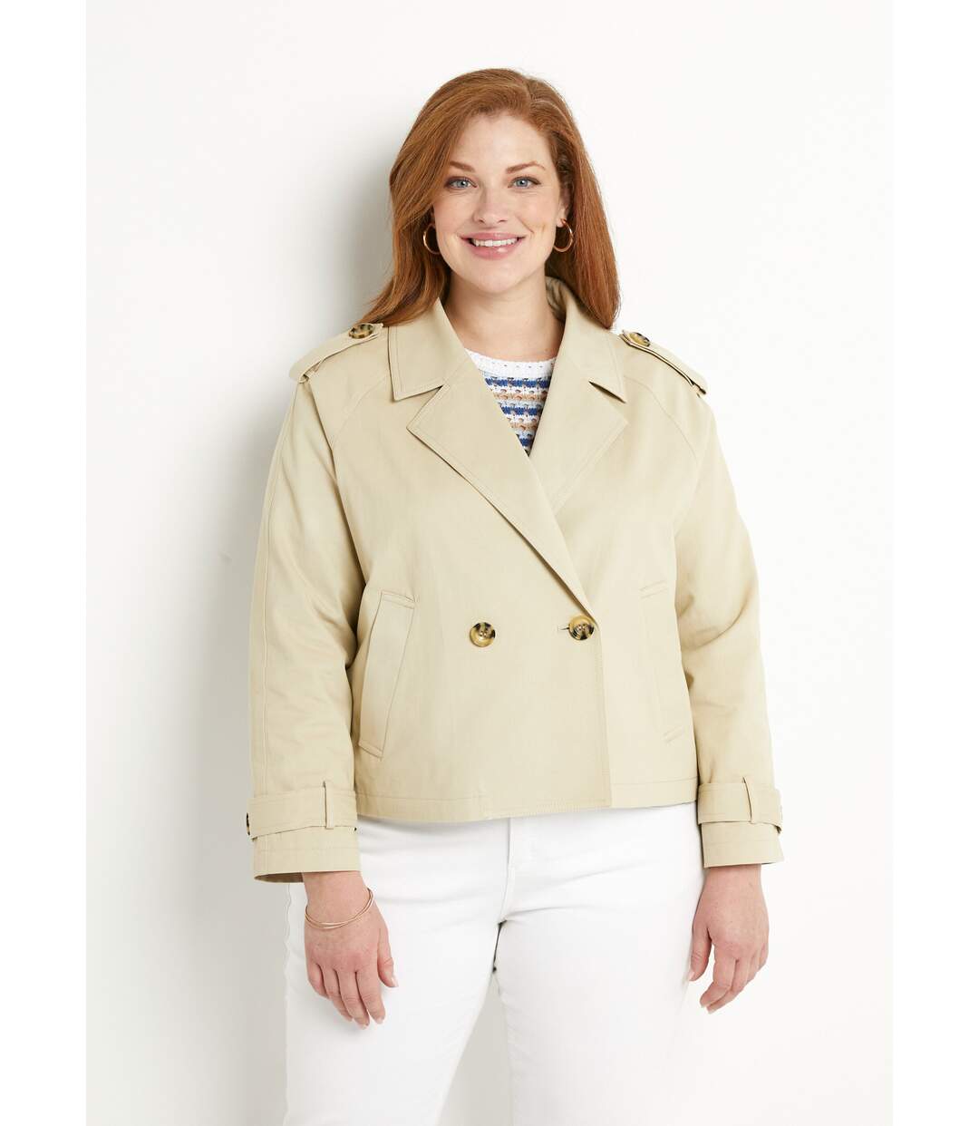 Trench court double boutonnage coton doublé-1