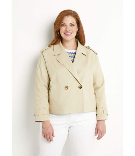 Trench court double boutonnage coton doublé