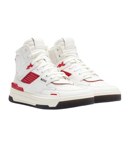 Mens Leather Trainers White Boss