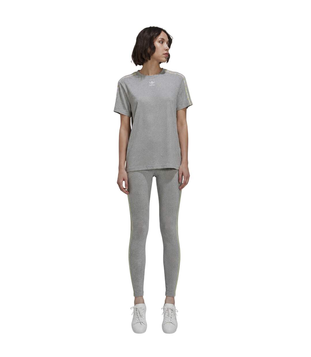 Legging Motif/style Trèfle Femme Gris Adidas-1