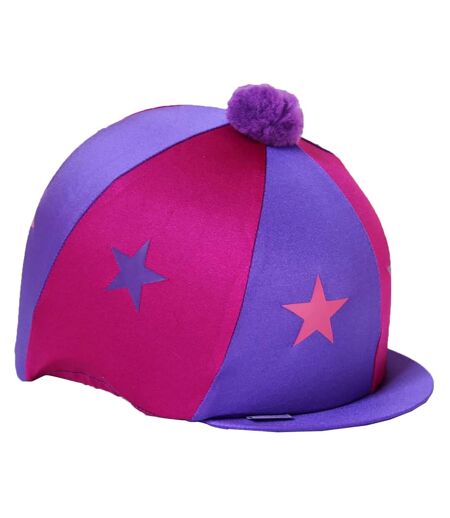 Capz Starz & Pom Pom Motif Cap Cover (Cerise/Purple)