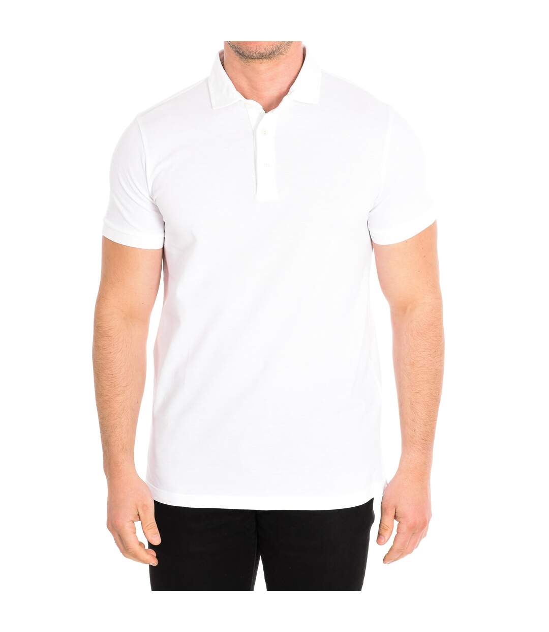 Short sleeve polo shirt with lapel collar WHITE man-1