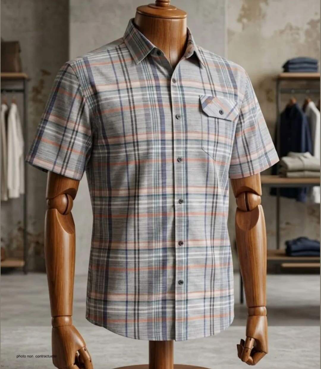 Chemisettes manches courtes CHALLENGER B3125B à carreaux : l'alliance parfaite du style et du confort en pur coton-3