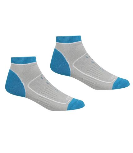 Regatta Womens/Ladies Samaris Trail Colour Block Ankle Socks (Pack of 2) (Light Steel/Niagra Blue) - UTRG6286