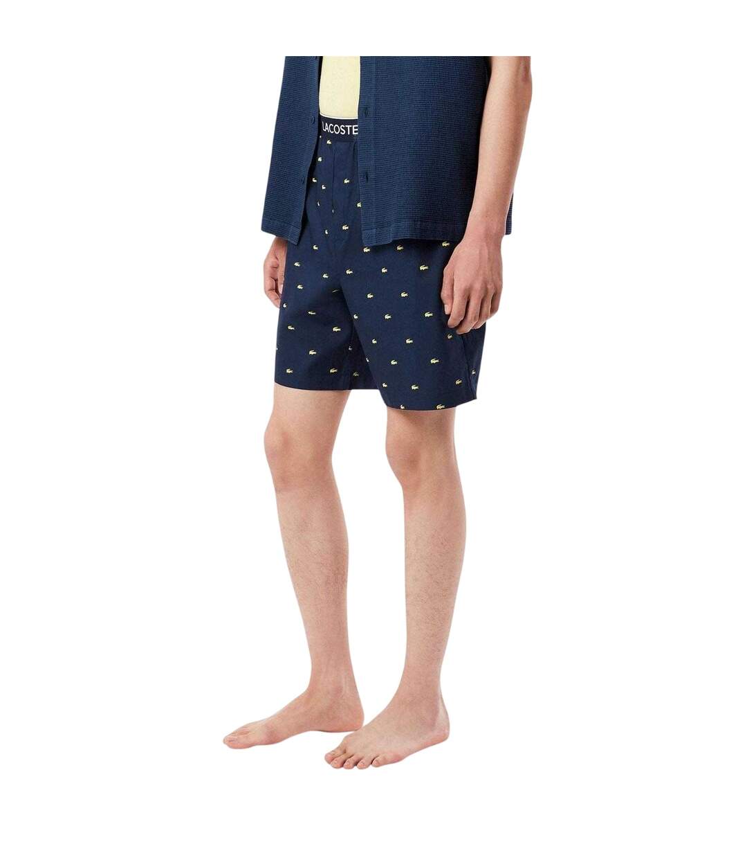 Mens Poplin Repeat Logo Pyjama Shorts Navy Lacoste-1