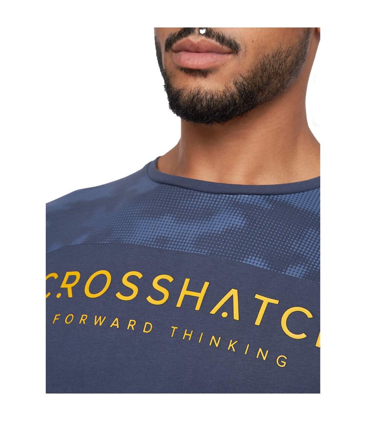 Crosshatch Mens Chemmy Camo T-Shirt (Navy)