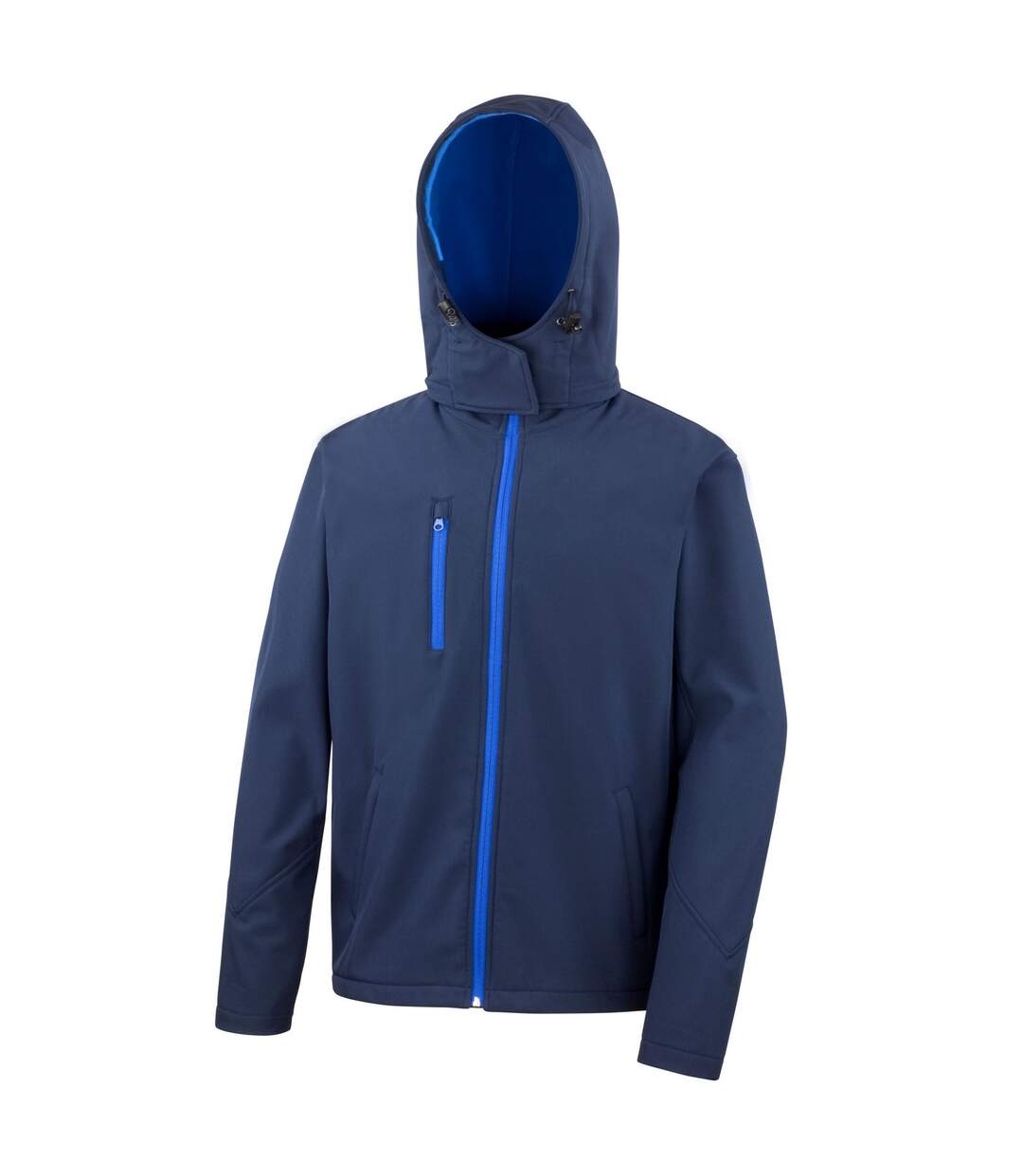 Mens hooded soft shell jacket navy/royal blue Result Core