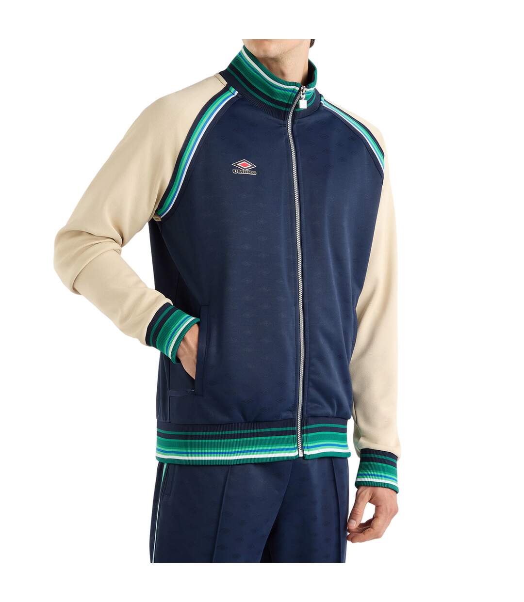 Mens monogram anthem jacket dark navy/fog/peppermint green Umbro-1