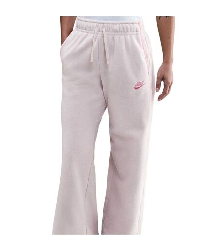 Womens/ladies Sportswear Club Fleece Wide Leg Mid Rise Joggers Cream Pink Nike