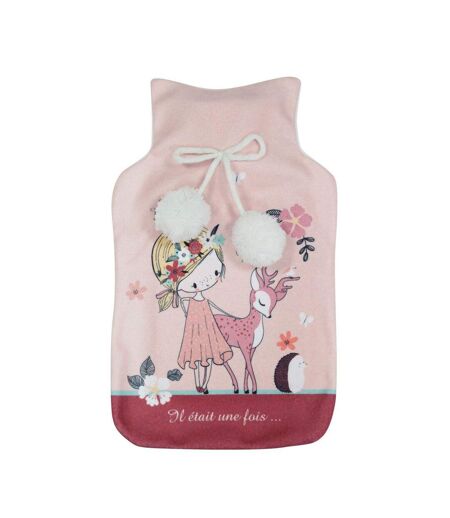 Bouillotte Polaire Imprimé Chevreuil 34cm Rose