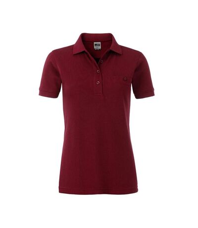 James and Nicholson Womens/Ladies Workwear Pocket Polo (Red Wine)