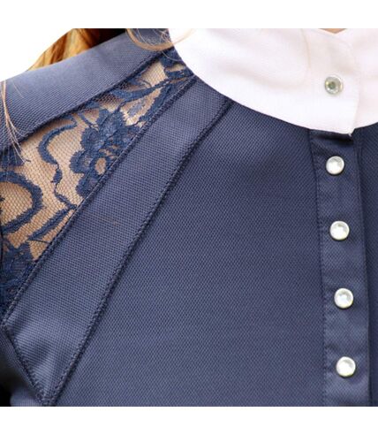 Womens/ladies laila lace show shirt navy HyFASHION