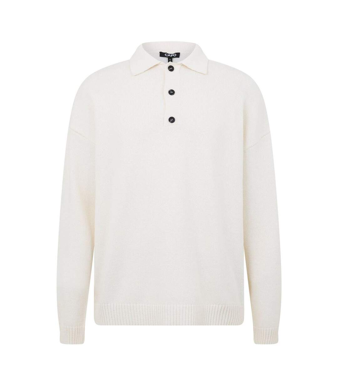 Mens Long-sleeved Polo Shirt Cream Capo-1