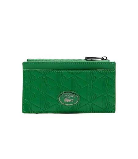 Porte-cartes zippé en cuir monogrammé vert lacoste zip  holder