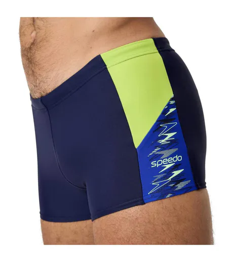 Short De Bain Cintré Motif/style Abstrait Dive Aquashort Homme Bleu Sombre Jaune Abstrait Speedo