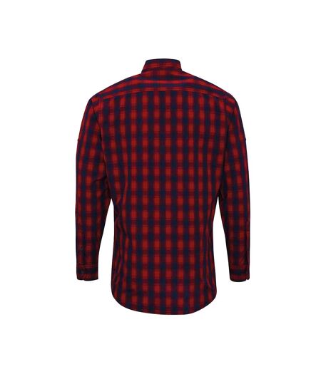 Premier Mens Mulligan Check Shirt à manches longues (Rouge / Bleu marine) - UTPC3101