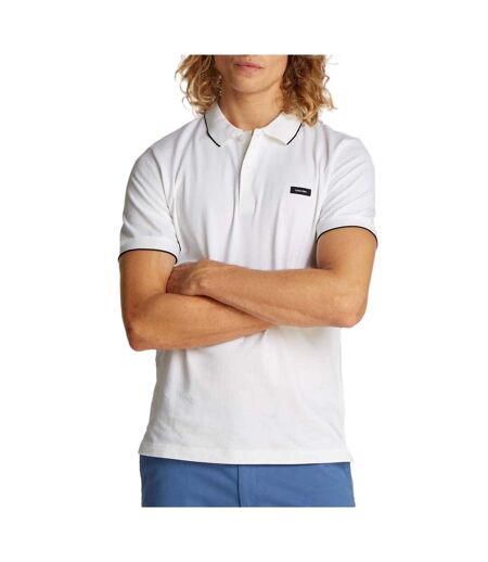 Polo blanc homme calvin klein jeans pique tippin - l
